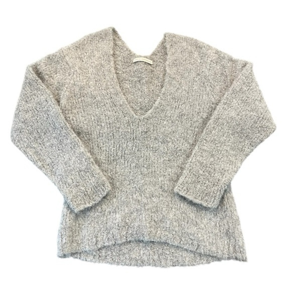 LAUREN MANOOGIAN Loft Alpaca Wool V-Neck Sweater Gray Size Small